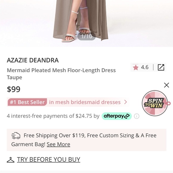 Azazie Deandra Taupe Bridesmaid Dress - Picture 2 of 16